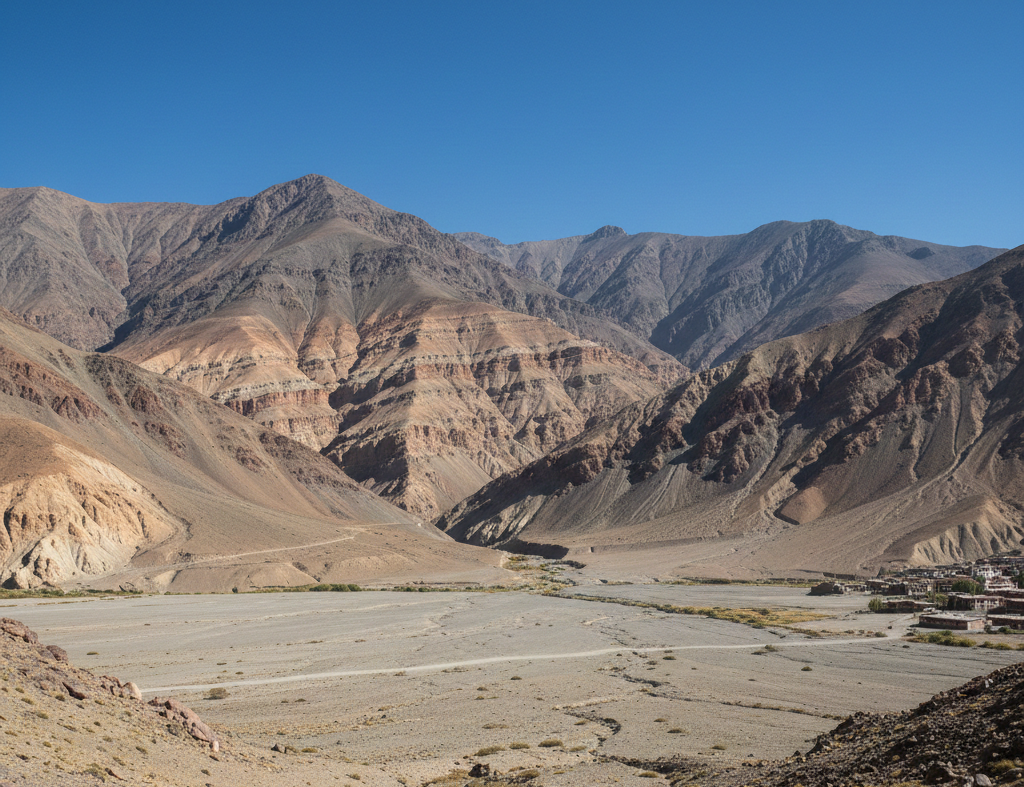 Paysage désertique de haute altitude dans la vallée du Spiti