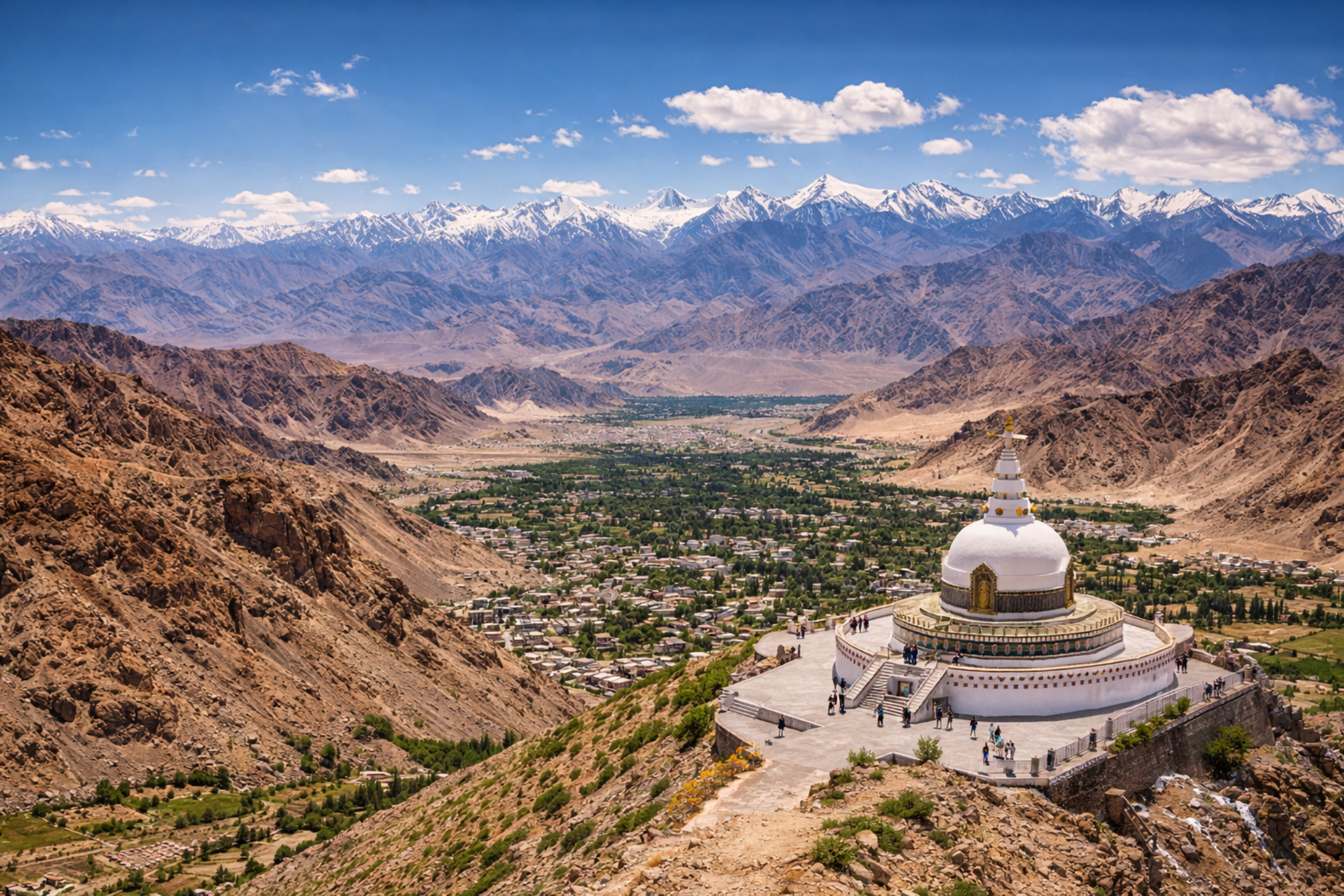 Shanti Stupa à Leh dans la vallée du Ladakh pour l’acclimatation en altitude