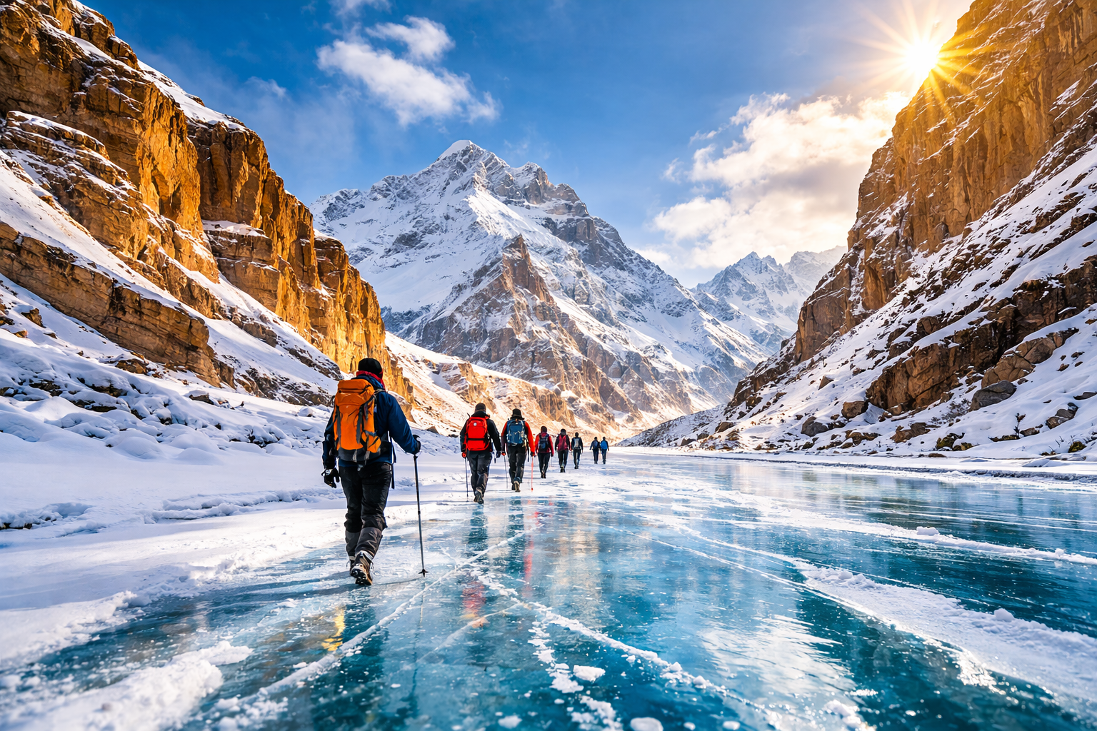 trek Chadar sur la rivière gelée du Zanskar au Ladakh